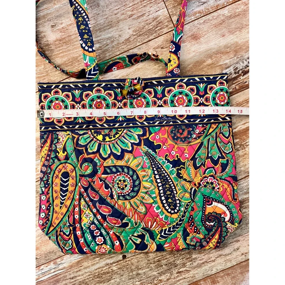 Vera Bradley Bright‎ Paisley Quilted Tote Bag Boho Shoulder Purse
